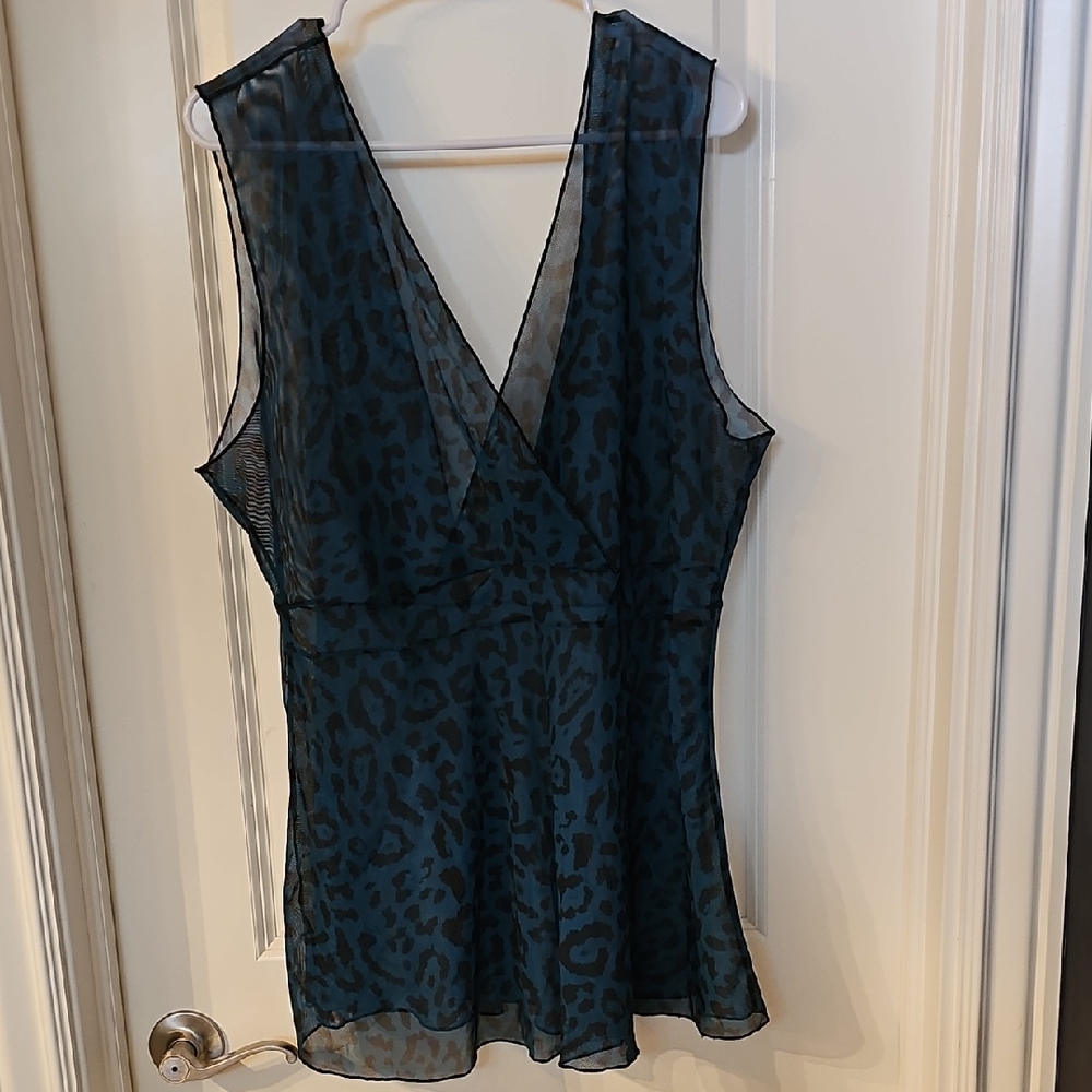 Sheer Leopard Print Sleeveless Top